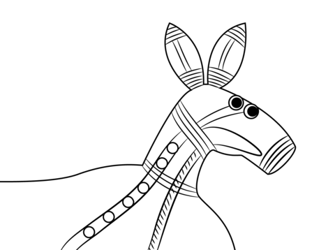 Aboriginal Painting Of Kangaroo Head Coloring Page